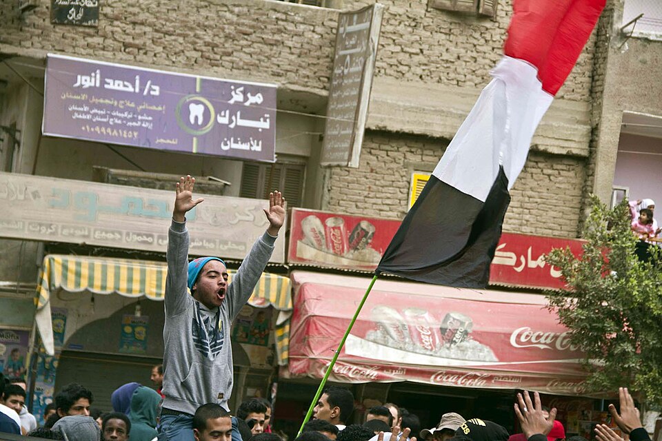 Protesters March — Protesters march in Maadi-Cairo on the six month anniversary of the violent crackdown against supporters of ousted President Mohamed Morsi - 14-Feb-2014